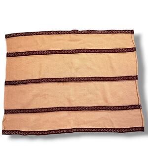 Handmade Woven Throw Blanket 48x62 Beige Brown Geometric Stripe Unbranded